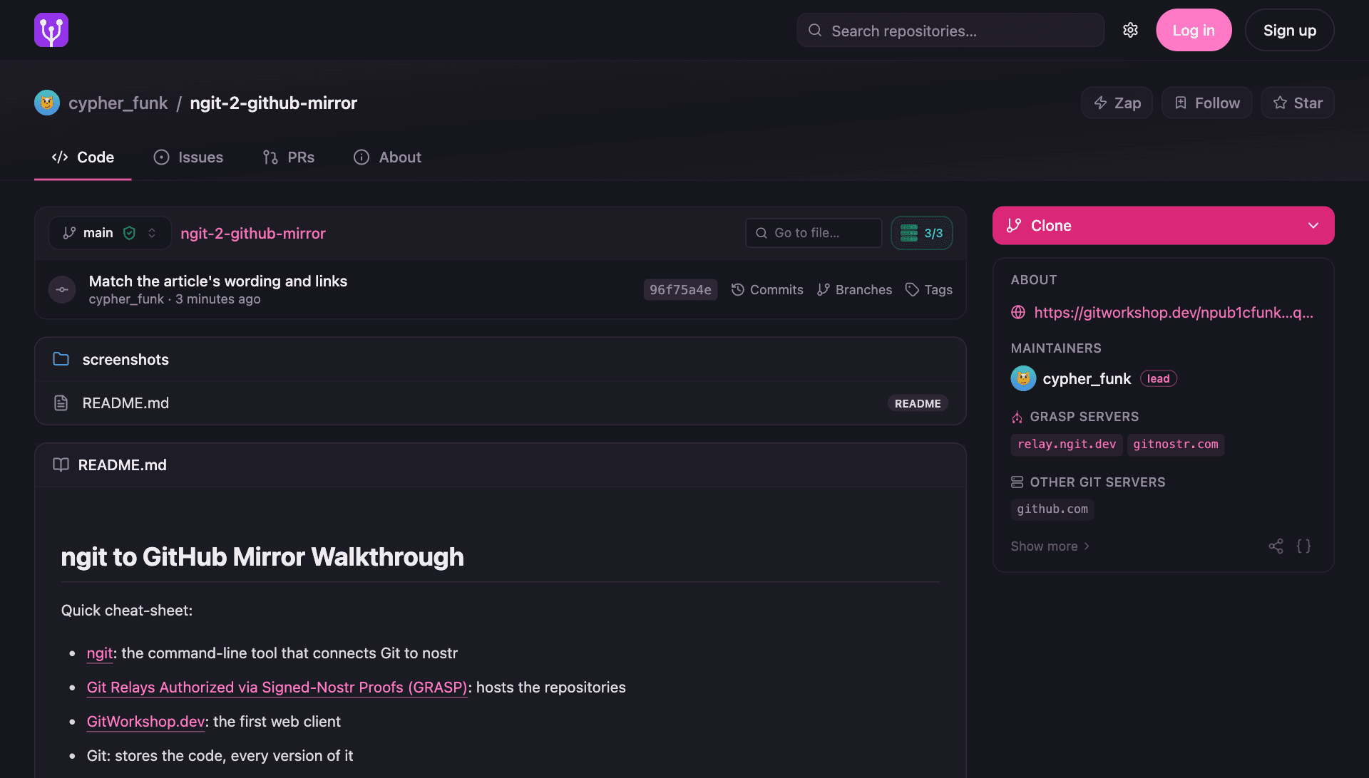 The mirrored repository on GitWorkshop